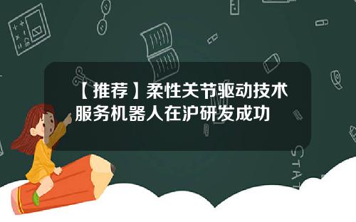 【推荐】柔性关节驱动技术服务机器人在沪研发成功