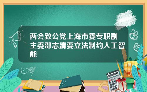 两会致公党上海市委专职副主委邵志清要立法制约人工智能