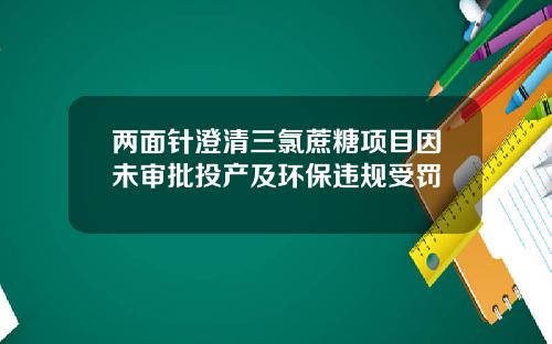 两面针澄清三氯蔗糖项目因未审批投产及环保违规受罚