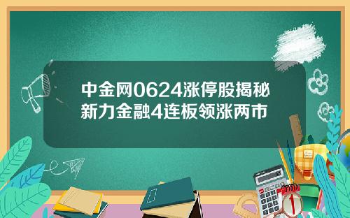 中金网0624涨停股揭秘新力金融4连板领涨两市