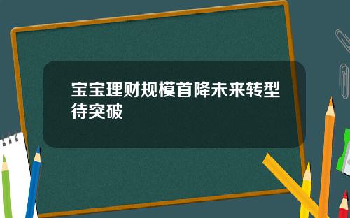 宝宝理财规模首降未来转型待突破