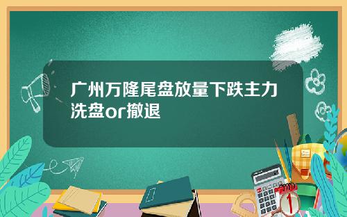 广州万隆尾盘放量下跌主力洗盘or撤退