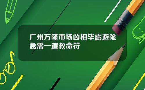 广州万隆市场凶相毕露避险急需一道救命符