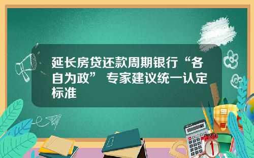 延长房贷还款周期银行“各自为政” 专家建议统一认定标准