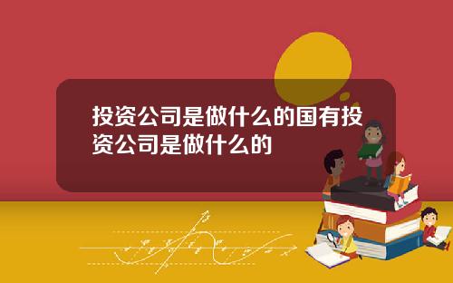 投资公司是做什么的国有投资公司是做什么的