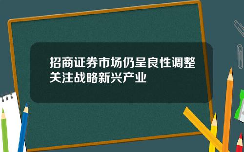 招商证券市场仍呈良性调整关注战略新兴产业