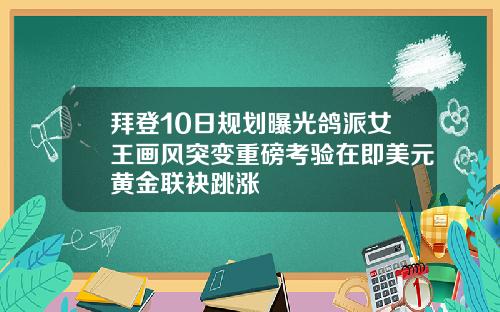 拜登10日规划曝光鸽派女王画风突变重磅考验在即美元黄金联袂跳涨