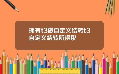 拥有t3做自定义结转t3自定义结转所得税