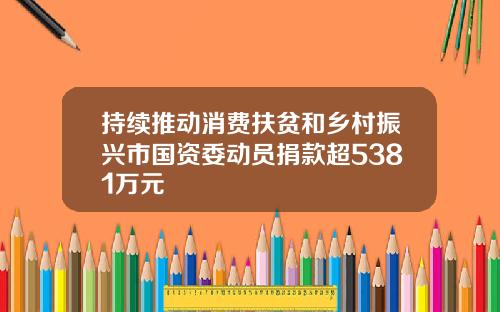 持续推动消费扶贫和乡村振兴市国资委动员捐款超5381万元