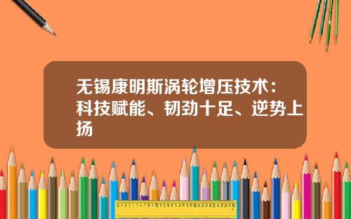 无锡康明斯涡轮增压技术：科技赋能、韧劲十足、逆势上扬 