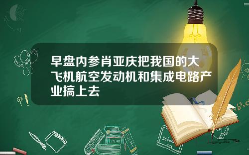 早盘内参肖亚庆把我国的大飞机航空发动机和集成电路产业搞上去