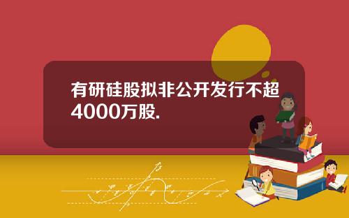 有研硅股拟非公开发行不超4000万股.