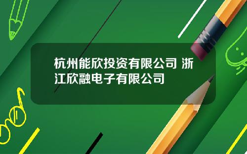 杭州能欣投资有限公司 浙江欣融电子有限公司