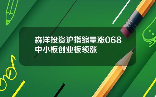 森洋投资沪指缩量涨068中小板创业板领涨