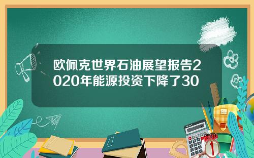 欧佩克世界石油展望报告2020年能源投资下降了30