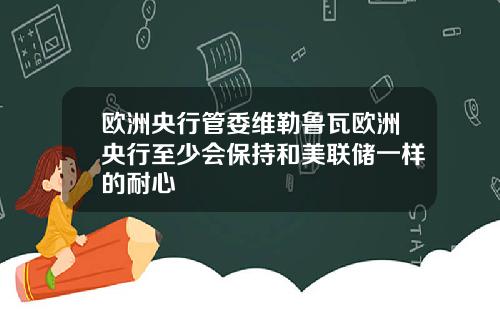 欧洲央行管委维勒鲁瓦欧洲央行至少会保持和美联储一样的耐心