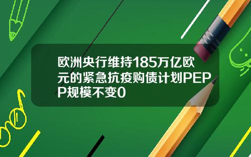 欧洲央行维持185万亿欧元的紧急抗疫购债计划PEPP规模不变0