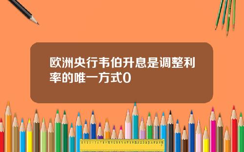 欧洲央行韦伯升息是调整利率的唯一方式0