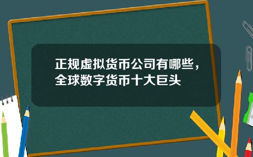 正规虚拟货币公司有哪些，全球数字货币十大巨头