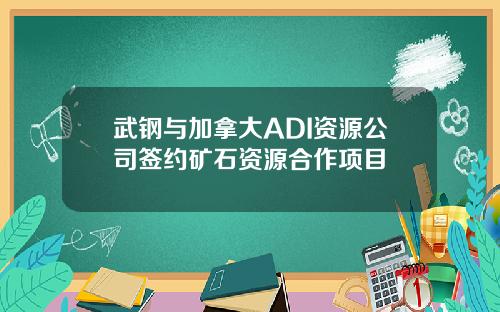 武钢与加拿大ADI资源公司签约矿石资源合作项目