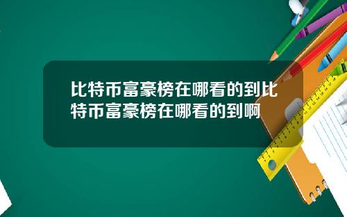 比特币富豪榜在哪看的到比特币富豪榜在哪看的到啊