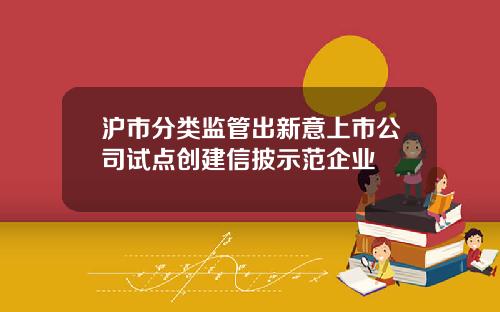 沪市分类监管出新意上市公司试点创建信披示范企业