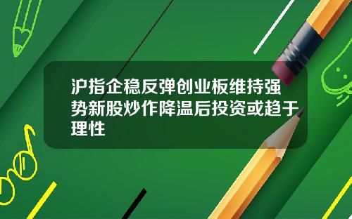 沪指企稳反弹创业板维持强势新股炒作降温后投资或趋于理性