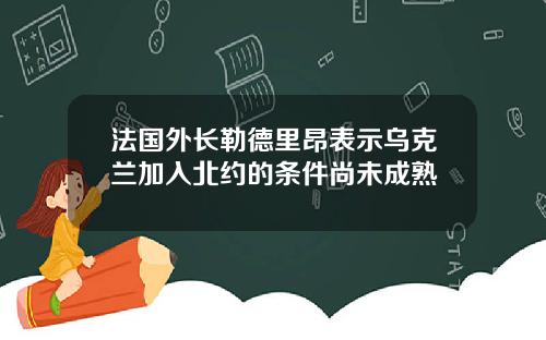 法国外长勒德里昂表示乌克兰加入北约的条件尚未成熟