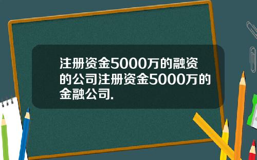 注册资金5000万的融资的公司注册资金5000万的金融公司.