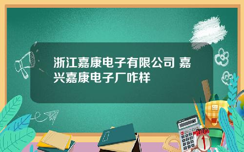 浙江嘉康电子有限公司 嘉兴嘉康电子厂咋样