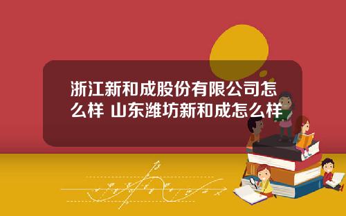 浙江新和成股份有限公司怎么样 山东潍坊新和成怎么样