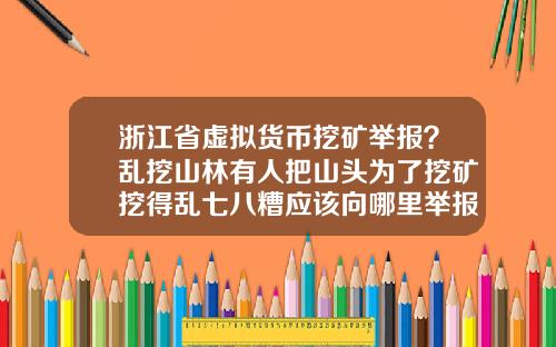 浙江省虚拟货币挖矿举报？乱挖山林有人把山头为了挖矿挖得乱七八糟应该向哪里举报