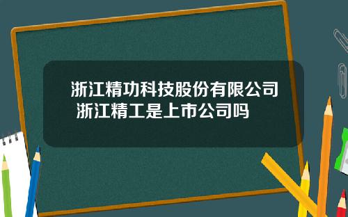 浙江精功科技股份有限公司 浙江精工是上市公司吗