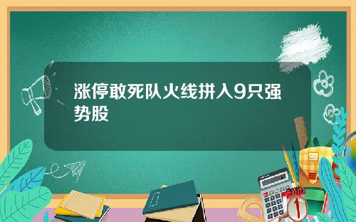 涨停敢死队火线拼入9只强势股