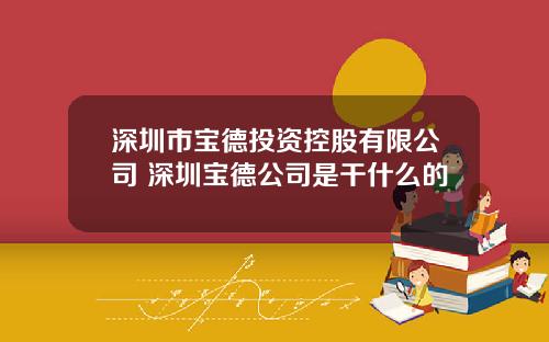 深圳市宝德投资控股有限公司 深圳宝德公司是干什么的