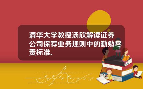 清华大学教授汤欣解读证券公司保荐业务规则中的勤勉尽责标准.