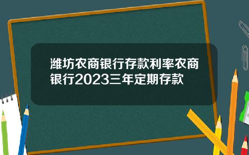 潍坊农商银行存款利率农商银行2023三年定期存款