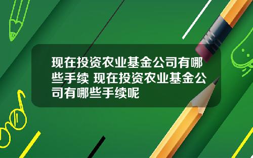 现在投资农业基金公司有哪些手续 现在投资农业基金公司有哪些手续呢