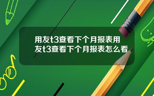 用友t3查看下个月报表用友t3查看下个月报表怎么看