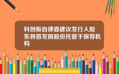 科创板自律委建议发行人股东将首发前股份托管于保荐机构