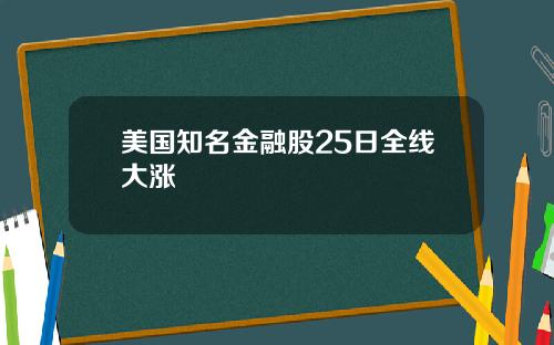 美国知名金融股25日全线大涨