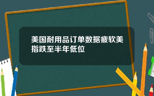 美国耐用品订单数据疲软美指跌至半年低位