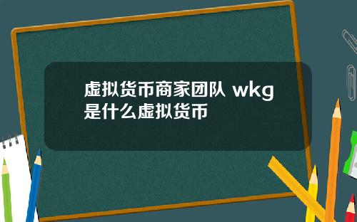 虚拟货币商家团队 wkg是什么虚拟货币