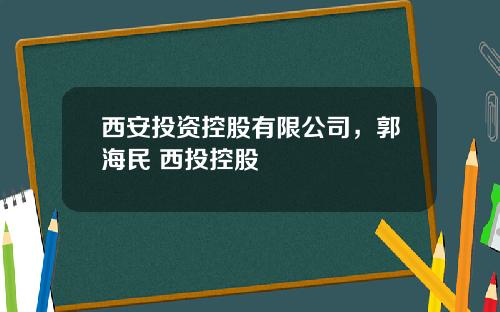 西安投资控股有限公司，郭海民 西投控股