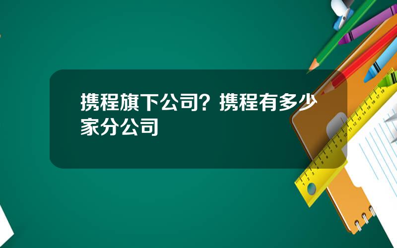 携程旗下公司？携程有多少家分公司