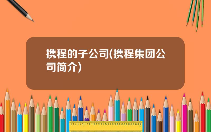 携程的子公司(携程集团公司简介)