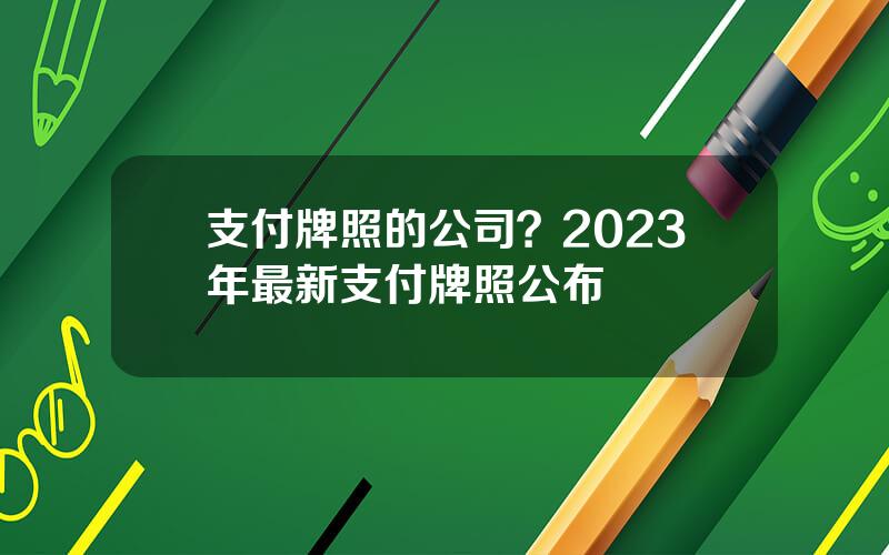 支付牌照的公司？2023年最新支付牌照公布