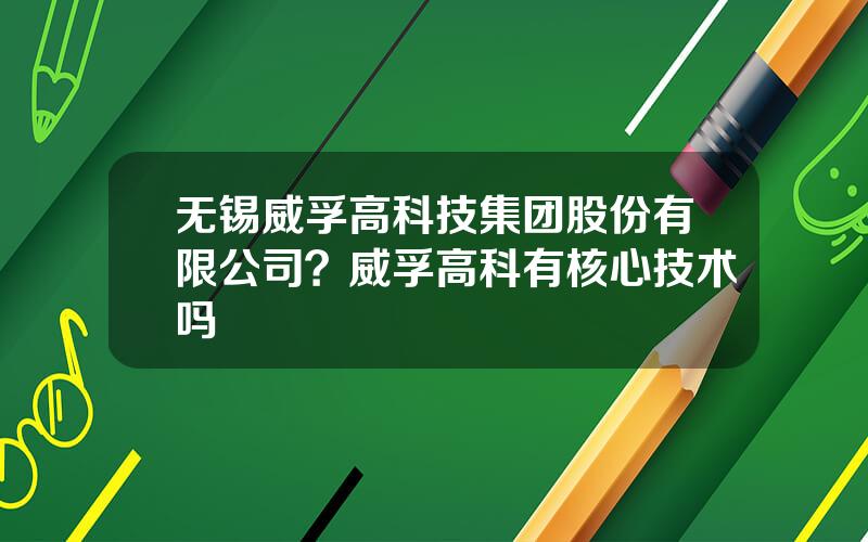 无锡威孚高科技集团股份有限公司？威孚高科有核心技术吗