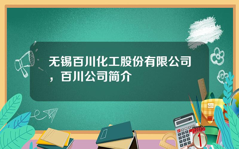 无锡百川化工股份有限公司，百川公司简介