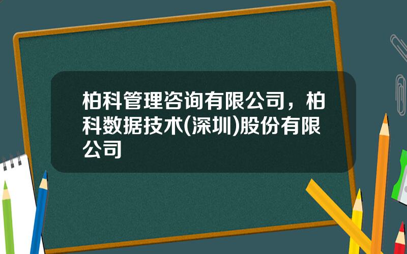 柏科管理咨询有限公司，柏科数据技术(深圳)股份有限公司